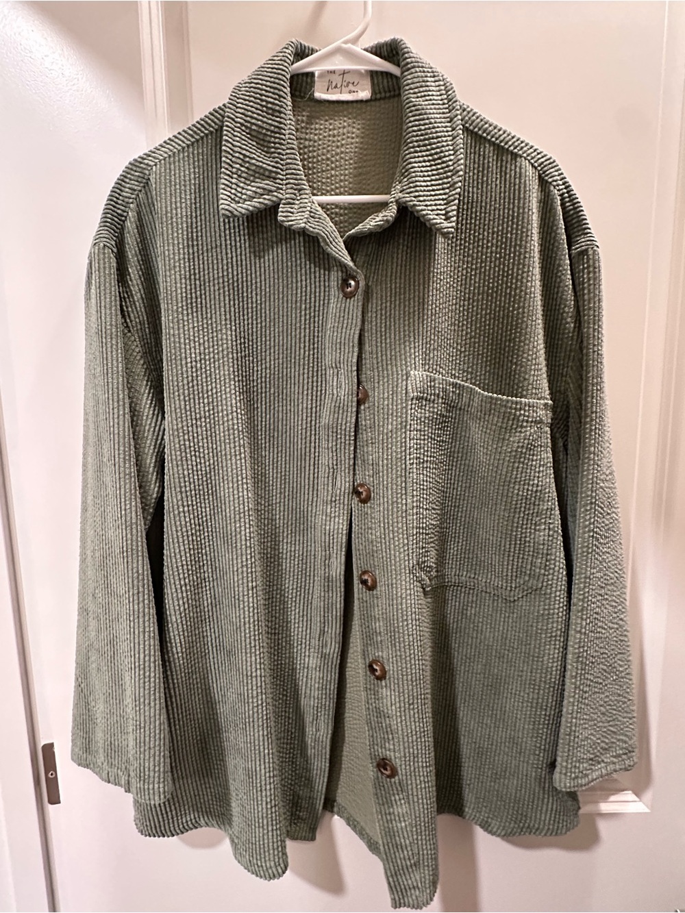 The Native One Green Corduroy Button Down Shirt Jacket